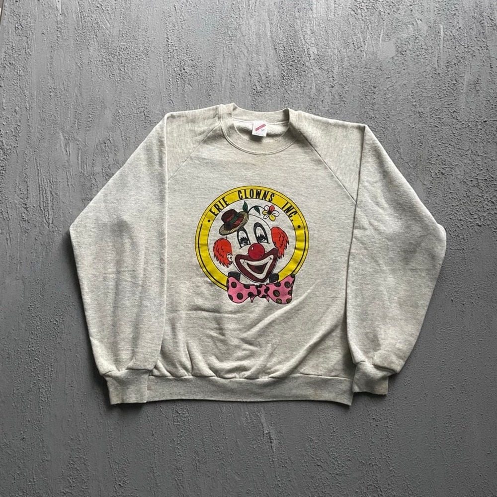 Vintage Erie Clowns Graphic Sweatshirt Mens Large Grey 90s Jerzees